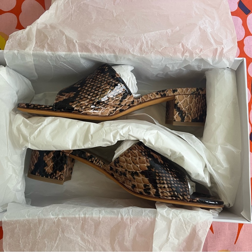 MARYAM NASSIR ZADEH Agatha slide in auburn snake. NEW IN BOX
